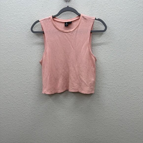 Volcom Lived in Lounge Waffle Knit Sleeveless Crop Tank Top Shirt Womens Small - Picture 1 of 8